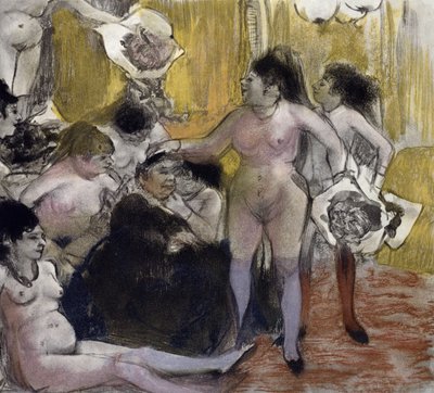 1933年莫里斯·波坦（Maurice Potin）刻画的Guy de Maupassant（1850-93）的“The Tellier House”插图 作者 Edgar Degas