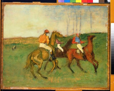 Jockeys和Race Horses，c.1890-95 作者 埃德加·德加
