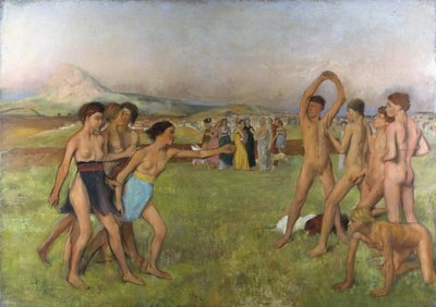 挑衅男孩的斯巴达小女孩。 1860-1862 年左右，布面油画 作者 埃德加·德加