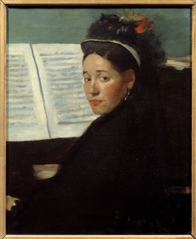 迪豪小姐 (1843-1935) 音乐会专栏的钢琴家，在钢琴上 埃德加·德加 (1834-1917) 作画，1869 年 0,45x0,32 m 巴黎，奥赛博物馆 作者 埃德加·德加