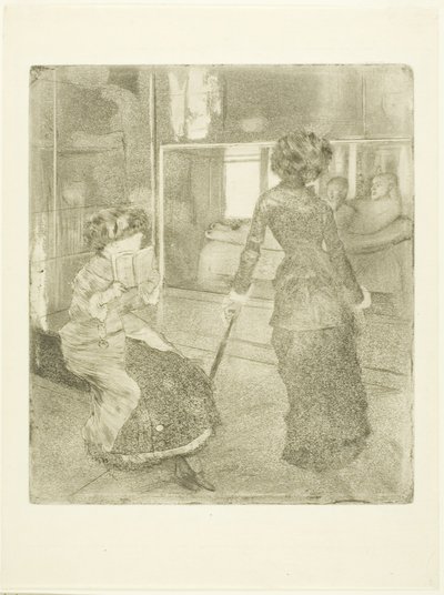 卢浮宫的玛丽·卡萨特（Mary Cassatt）：伊特鲁里亚美术馆，1879年？-80 作者 埃德加·德加