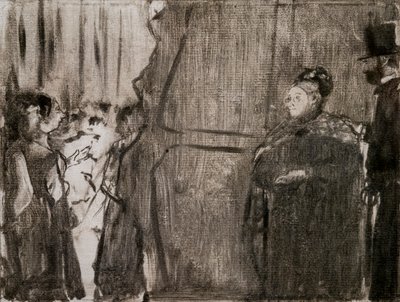认识路迪维克-哈雷维和卡迪纳尔夫人的幕后故事。大约在1876-1877年。单幅画有黑色墨水。 作者 埃德加·德加