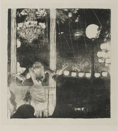 1877年至1878年，咖啡馆大使馆的Mlle Becat（编织纸上的版画） 作者 埃德加·德加