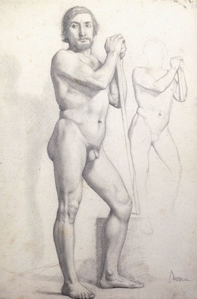 裸男站着；站立的裸体男人，约1856年 作者 埃德加·德加