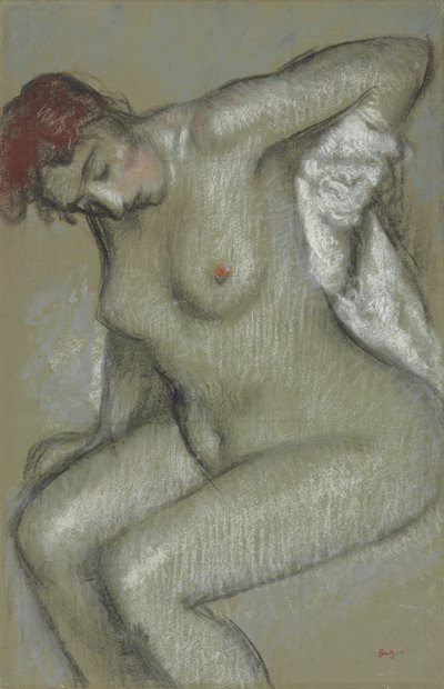 裸体女人干自己；裸体的女人，自己擦拭，1895年 作者 埃德加·德加