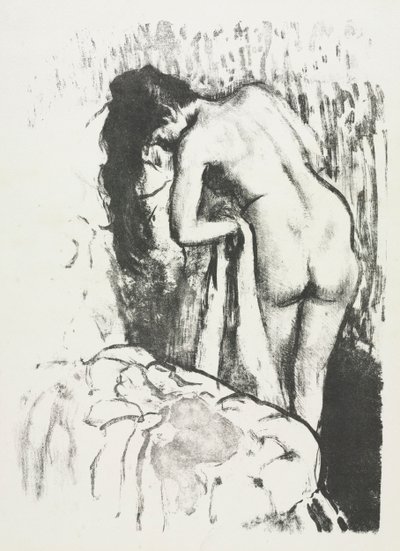 1891-1892年，裸体女人站着，晒干自己。 作者 Edgar Degas