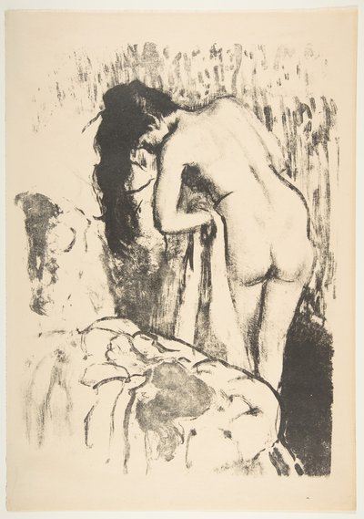 裸体女人站立，晾干，1891-92年。 作者 Edgar Degas