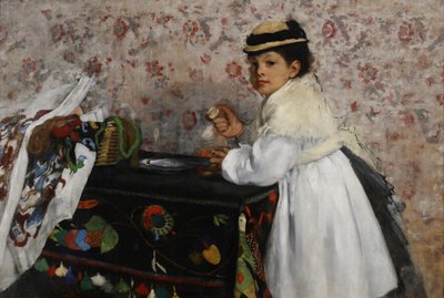 Mlle的肖像。 HortenseValpinçon，c.1871（床垫上滴油） 作者 埃德加·德加