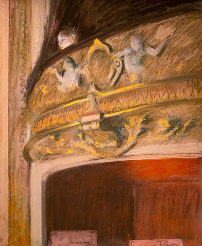 剧院里的小屋的研究。1880.纸板上的粉彩和油彩，帆布上的Maroufle。 作者 埃德加·德加
