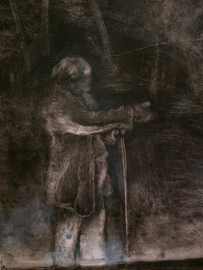 The Master of Ballet (detail) (executed in collaboration with Ludovic Lepic). 1876. Monotype in black ink with white chalk highlights 作者 埃德加·德加