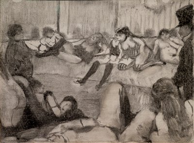 沙龙》。1879.单幅画有黑色墨水，粉彩增强。 作者 埃德加·德加