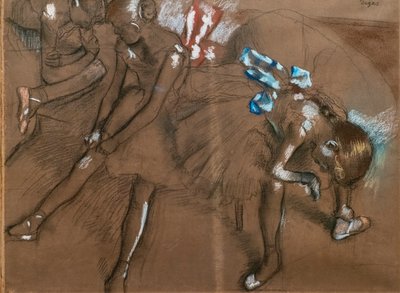 三个舞者。大约1880年。纸上木炭和粉笔画 作者 埃德加·德加