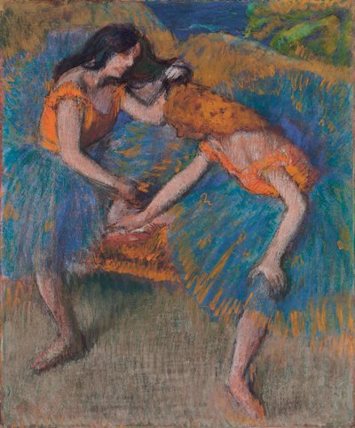 两位带有黄色胸花的舞者，约1902年 作者 埃德加·德加