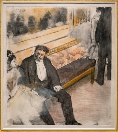 两个男人和两个舞者。大约1876-1877年。单色粉笔画。 作者 埃德加·德加