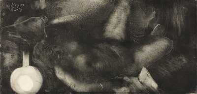 斜倚在她床上的女人，约1885年 作者 埃德加·德加