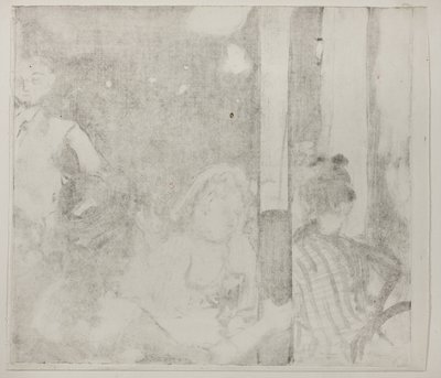 咖啡馆前的妇女，傍晚，约 1877 年（象牙梭织纸上的同名单版画） 作者 埃德加·德加