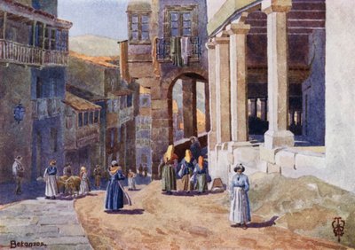 西班牙北部：Betanzos，柱廊街（彩色平版印刷） 作者 埃德加 TA 威格拉姆