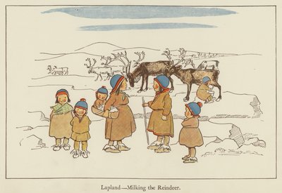 拉普兰，给驯鹿挤奶 作者 伊迪丝·法米洛（Edith Farmiloe）