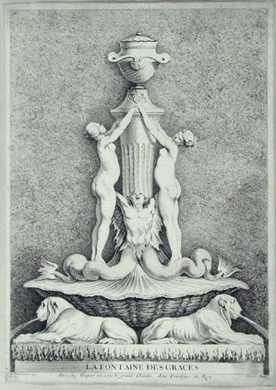 La Fontaine des Graces，Huquier刻的（雕刻）。 作者 埃德梅（继）布沙东