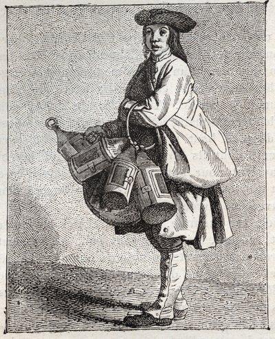 灯笼商人--Pepetit metier de Paris（取自下层人民的研究，或巴黎的呼声）--Edme Bouchardon（1698-1762）的版画。 作者 埃德梅·布查顿