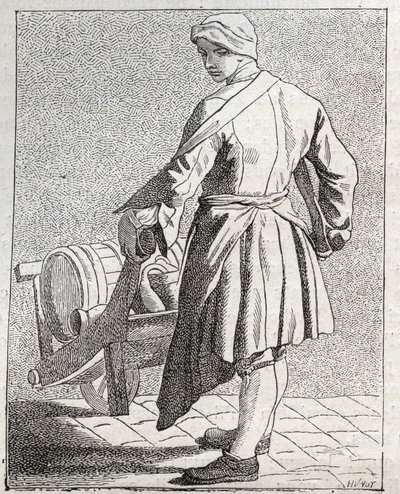Le marchand de vinegar - Pepetit metier de Paris (Études prises dans le bas Peuple, ou les Cris de Paris) - Edme Bouchardon (1698-1762)的版画。 作者 埃德梅·布查顿