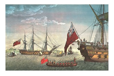 拿破仑登上诺森伯兰郡，前往圣赫勒拿岛，1815年8月8日，c1850 作者 埃德梅·博维内特