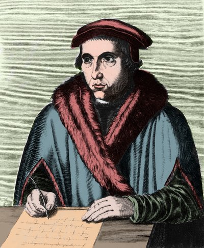 西班牙人文主义者和哲学家Juan Luis Vives的肖像（1492-1540）。 作者 Edme de Boulonois