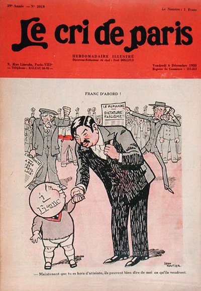 法郎第一"，皮埃尔-拉瓦尔（1883-1945 年）与小法郎，《Le Cri de Paris》杂志漫画作品 作者 爱德蒙 (1861 1943) 挂毯