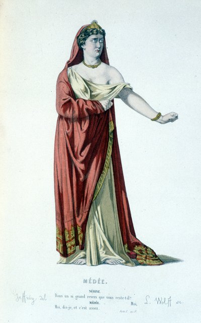 悲剧 Medee - Full Theatre 中 Medee 的角色：（Corneille 戏剧集）由 Geffroy 绘制，由 L. Wolff 雕刻。 Laplace, Sanchez et Cie, 巴黎 1884 作者 埃德蒙·艾梅·弗洛伦丁·杰弗罗伊