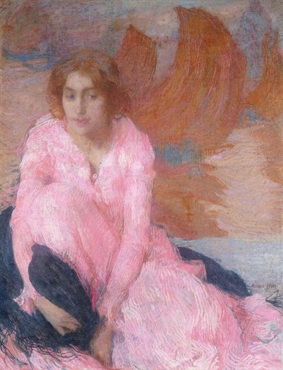 粉红色的连衣裙；拉·罗布·罗斯（La Robe Rose），约1898年（柔和） 作者 埃德蒙·弗朗索瓦·阿曼·让