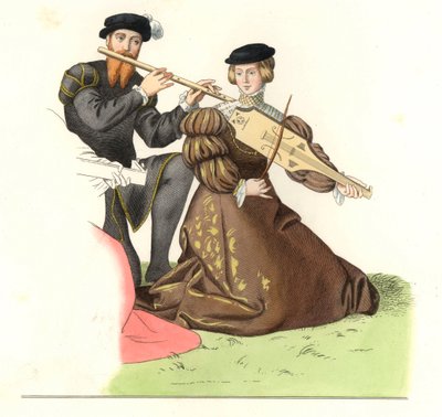 Gentilhomme et dame，一对英国音乐家夫妇 作者 Edmond Lechevallier-Chevignard