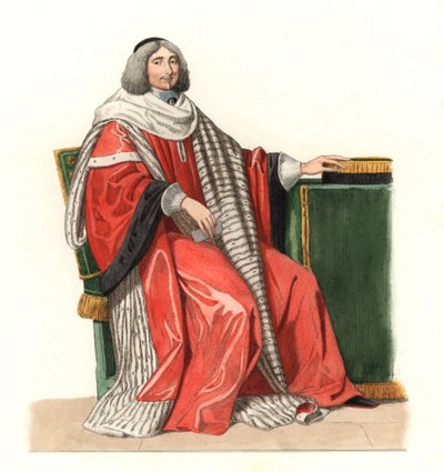 Jean Antoine de Mesme (1661-1723)，Irval领主，Avaux伯爵，法国17世纪的地方官，根据Philippe de Champaigne (1602-1674)1653年的画作绘制 - 根据Edmond Lechevallier-Chevignard (1825-1902)的插图平版印刷。 作者 Edmond Lechevallier-Chevignard