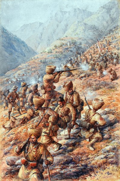 马拉坎德野战部队孟加拉步兵第 35（锡克）团击退部落成员的进攻 作者 霍布迪的埃德蒙·亚瑟·庞森