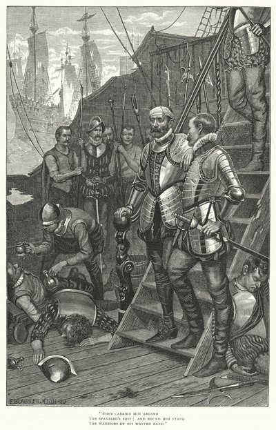 理查德-格伦维尔爵士的最后一战（雕版画 作者 埃德蒙·布莱尔（Leighton）