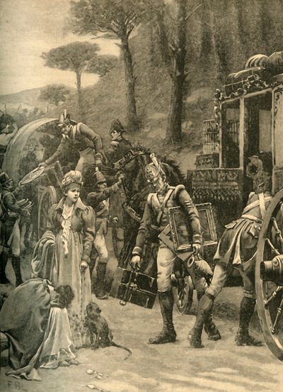 约瑟夫·波拿巴国王从西班牙维多利亚出发的飞行，摄于1813年1890年。 作者 埃德蒙·布莱尔·莱顿