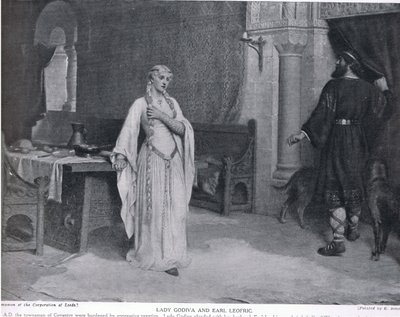Lady Godiva和Earl Leofric，来自&39;哈钦森的国家历史&39;，c.1910 作者 埃德蒙·布莱尔·莱顿