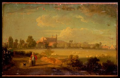 从运动场看伊顿的风景，1822年 作者 埃德蒙·布里斯托（Edmund Bristow）