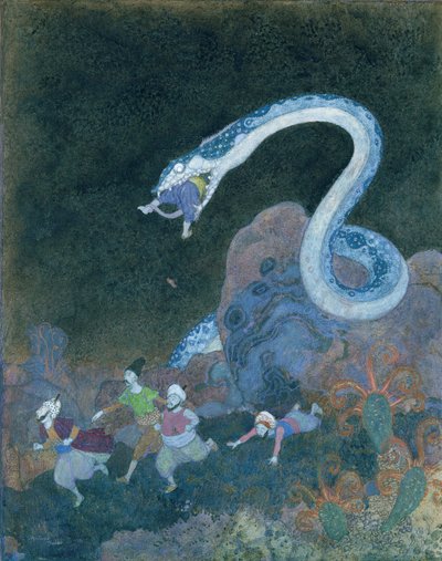 塞尔维亚童话：蛇的故事（纸上水彩画） 作者 埃德蒙·杜拉克（Edmund Dulac）
