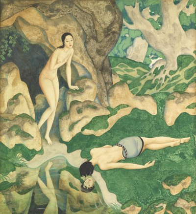 回声与水仙（纸上水彩和水粉画） 作者 埃德蒙·杜拉克（Edmund Dulac）