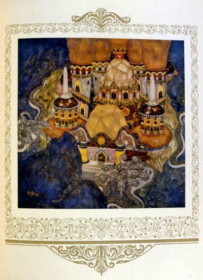 插图 "红龙宫殿。塞尔维亚"，作者杜拉克。1917. 作者 埃德蒙·杜拉克（Edmund Dulac）