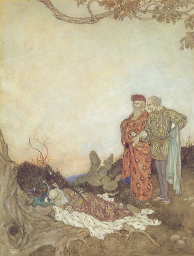 暴风雨》第二幕第一场插图 作者 埃德蒙·杜拉克（Edmund Dulac）