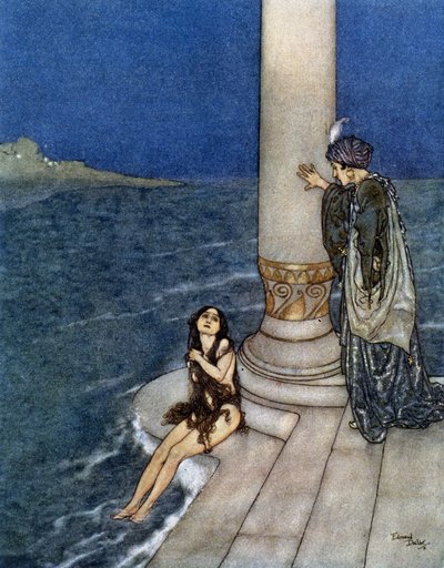 La petite sirène - 载于安徒生的《魂斗罗》，埃德蒙(Edmond) 杜拉克（1882-1953 年）绘，巴黎，Piazza 编辑。Piazza, 巴黎 作者 埃德蒙·杜拉克（Edmund Dulac）