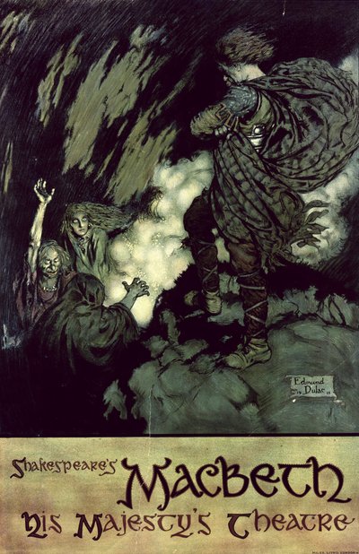 麦克白1914 年演出海报（彩色石版印刷） 作者 埃德蒙·杜拉克（Edmund Dulac）