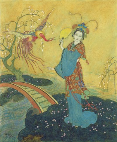 巴杜拉公主》，插图，选自《巴杜拉公主》，天方夜谭，劳伦斯-豪斯曼重述 作者 埃德蒙·杜拉克（Edmund Dulac）
