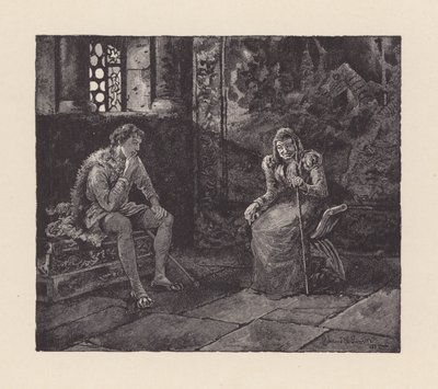 约翰-济慈的《圣艾格尼丝之夜》插图（石版画） 作者 埃德蒙·亨利·加勒特