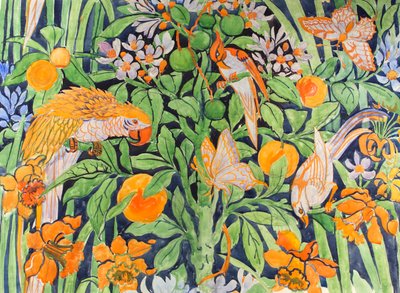 丛林聊天，1930 年（水粉画，纸本） 作者 埃德蒙·亨特