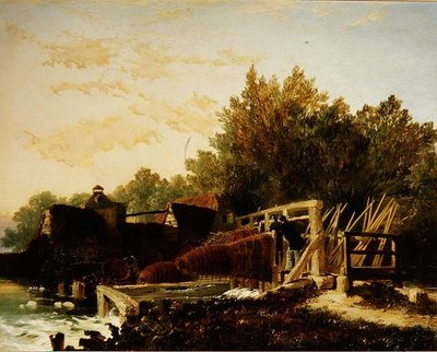 洪水，Mapledurham，Berks，早晨损坏的雄鹿队 作者 埃德蒙·约翰·尼曼