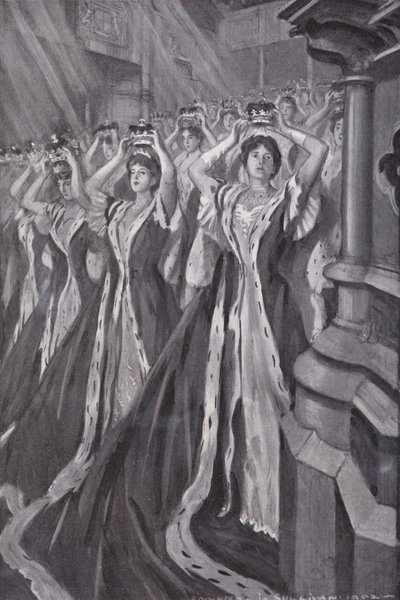 Peeresses putting on their coronets at the coronation of Queen Alexandra, Consort of King Edward VII, Westminster Abbey, London 作者 埃德蒙·约瑟夫（后）沙利文