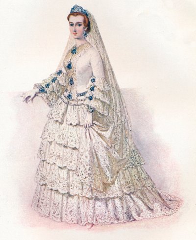 欧仁妮皇后穿着婚纱，1853年和1902年 作者 埃德蒙·托马斯·帕里斯（Edmund Thomas Parris）