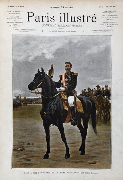 政治家乔治-布兰格将军（1837-1891）的马术肖像，"根据爱德华-德巴特-蓬桑（Debat-Ponsan）的作品绘制 作者 爱德华·德巴特·庞桑